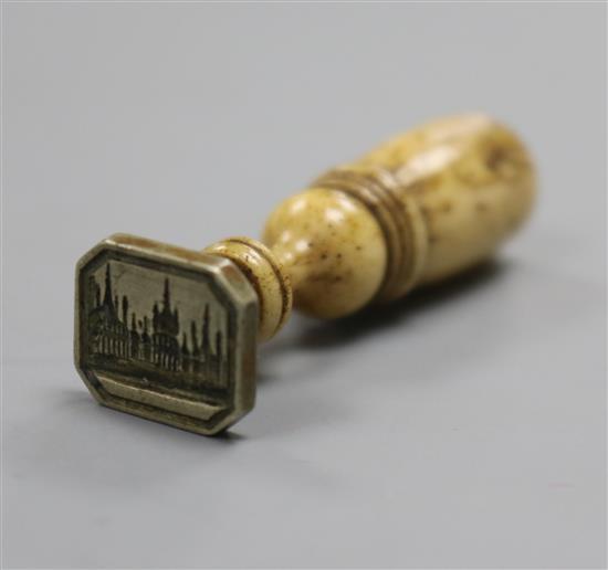 A 19th century bone handled Brighton Pavilion wax seal